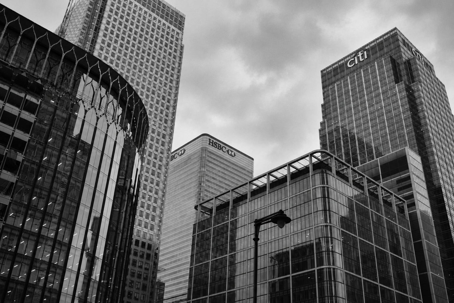 Financial district towers housing major banking institutions